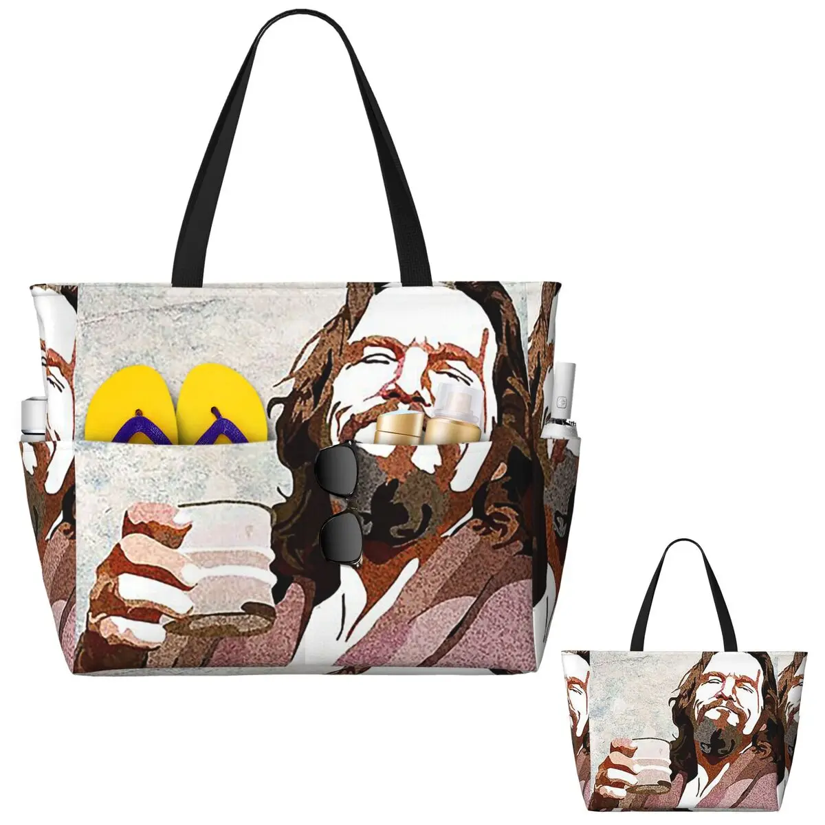 Yoga Fitness Dude - Big Lebowski Dude Portrai Beach Tote