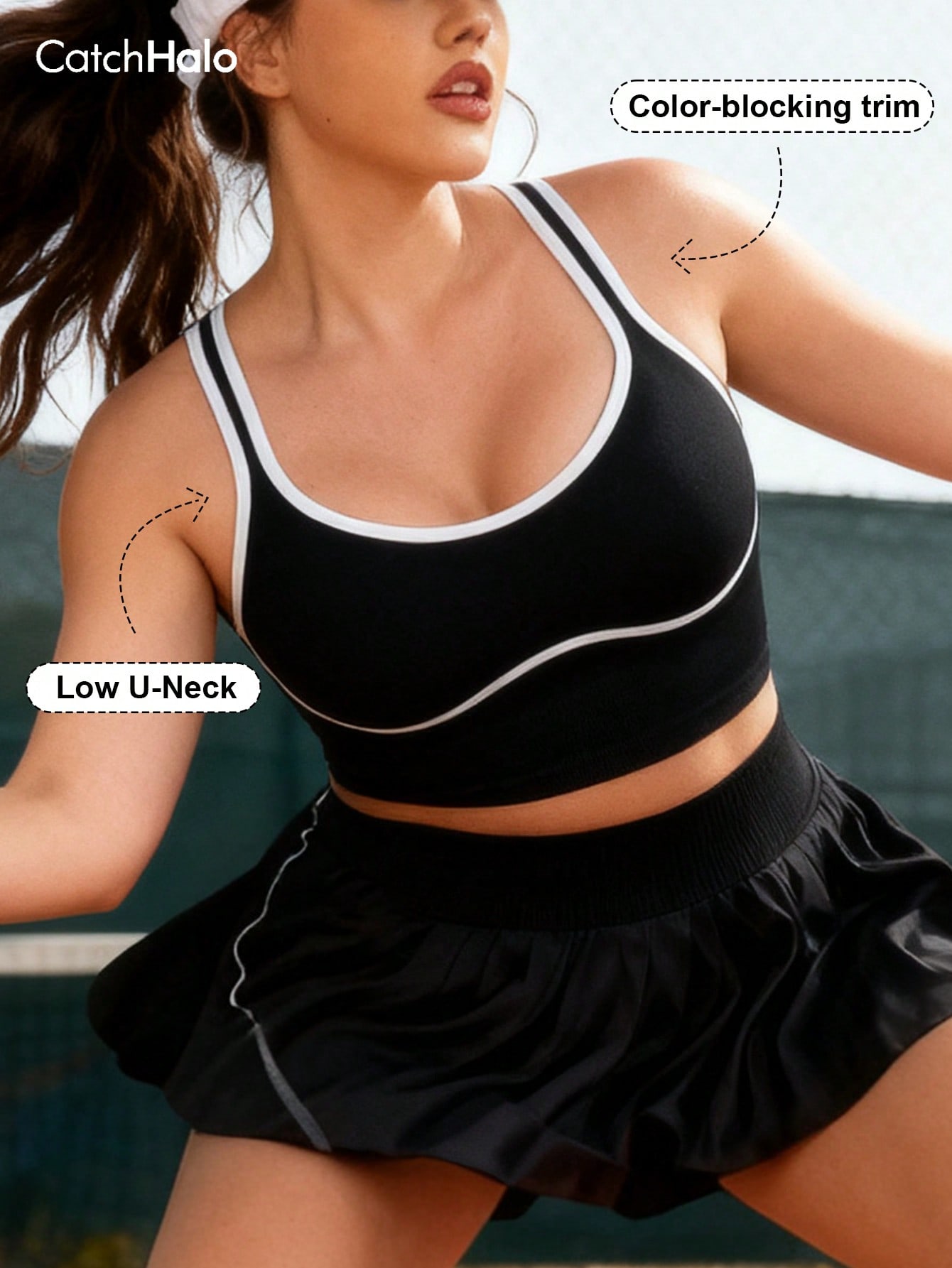 Yoga Fitness Plus - Women Plus Size Seamless Bralette Contrast