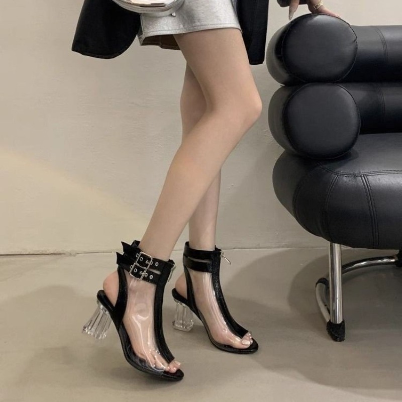 Resistance Bands - Crystal Heel Zip Sandals Summer New
